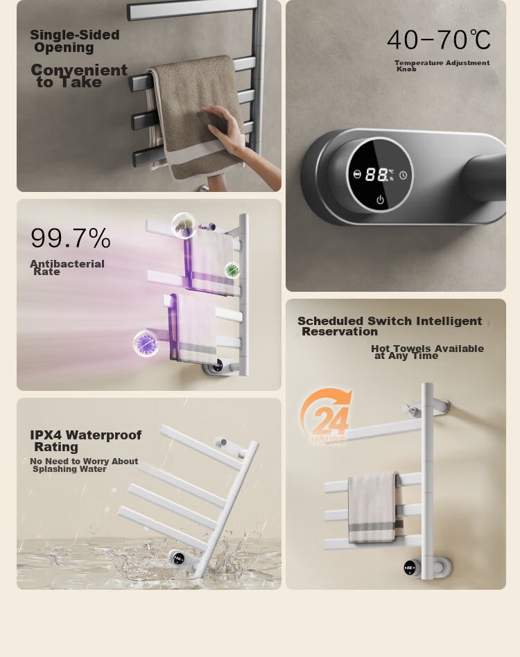 JD Original Warm Wing Electric Towel Rack, Towel Drying Rack, Bathroom Carbon Fiber Heating Pack, Installation, Soft Mist White 2
