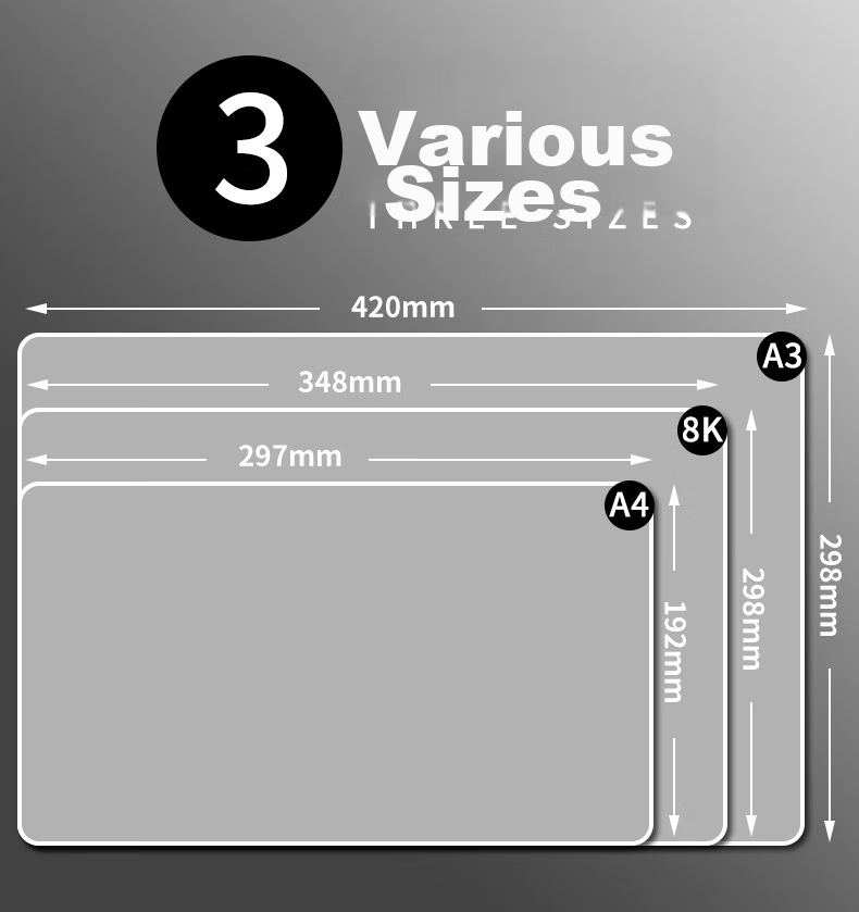 DiLe A3 Writing Pad, Transparent Exam Pad, Soft Pad, Desk Mat, Writing Pad, Elementary School Student Writing Mat, Paper Board, A3-0316PVC 3