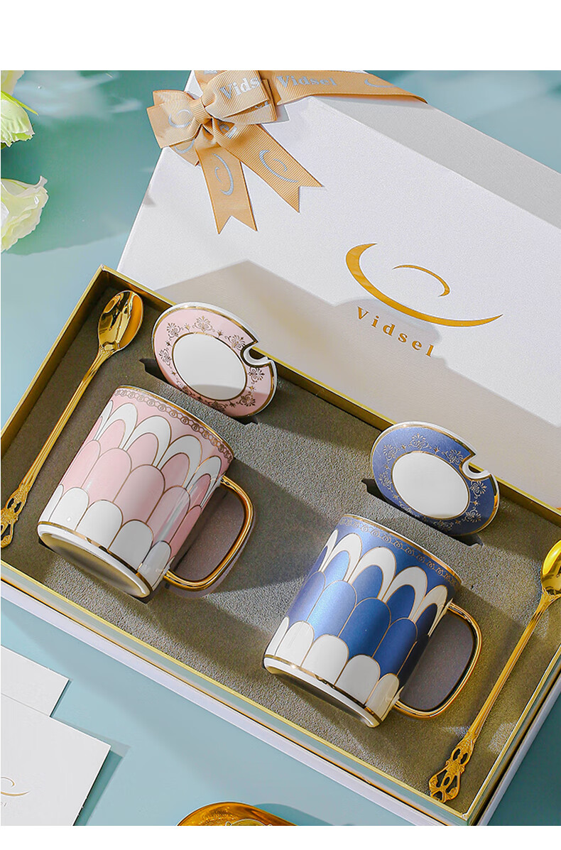 Vidsel Wedding Gift Couple's Mug Gift Box Set for Newlyweds, High-Quality Cup Set, Elegant Wedding And Housewarming Gift 2