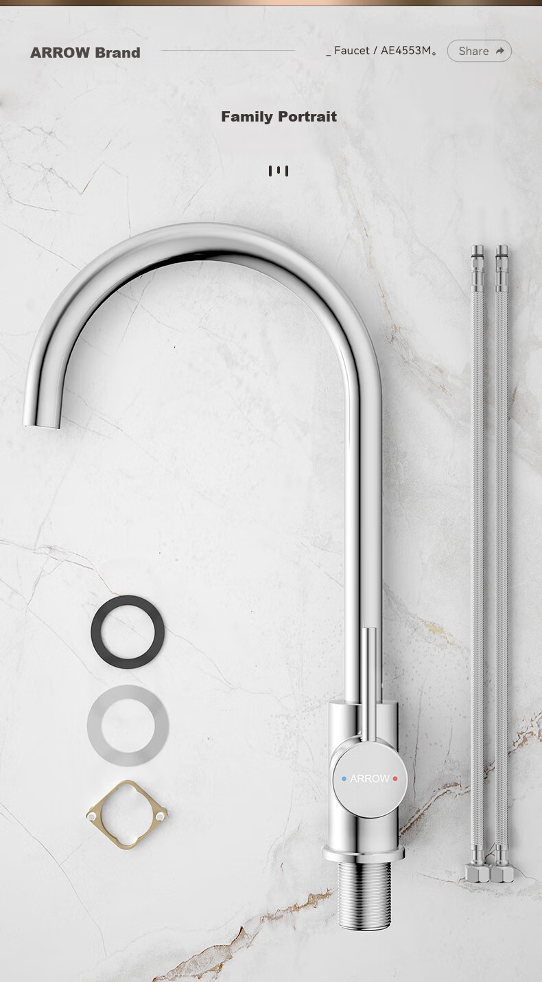 ARROW Kitchen Hot And Cold Faucet, Sink Tap, Healthy Tap, 360° Rotating Hot And Cold Dual Control AE45305CP 24