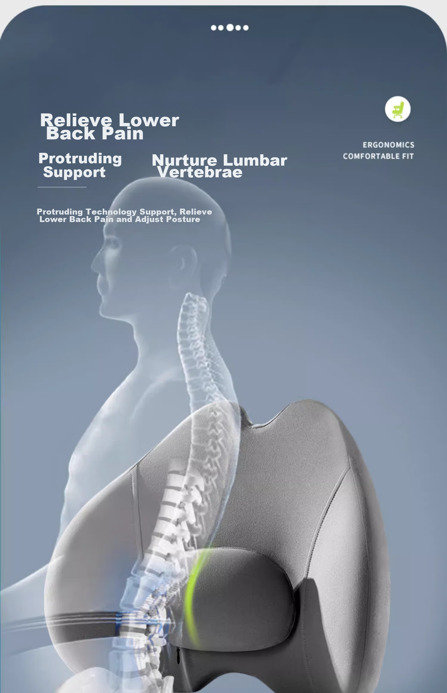Jingmao Lumbar Support Cushion, Office Chair Pad, Ergonomic Chair Backrest, Waist Support, Lumbar Protection Device 7
