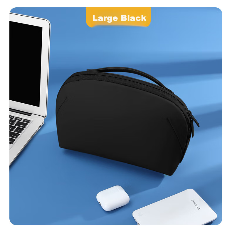 BUBM Digital Storage Bag, Portable 3C Cable, USB Drive Travel Pouch, Charging Cord Volcano Bag Storage Box, Large Size, Smog Blue 18
