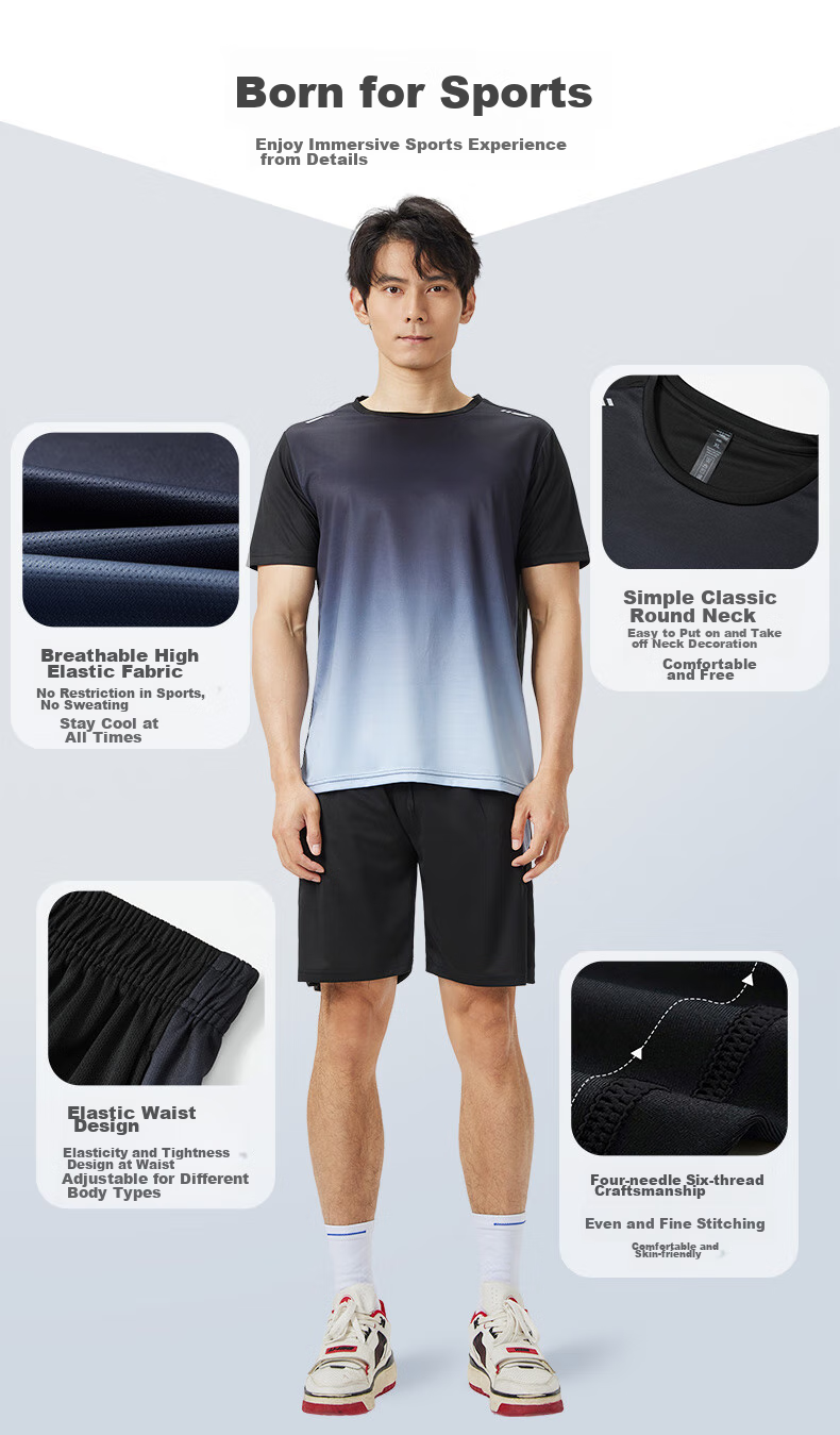 VICTORIATOURIST Sports Set for Men And Women, Indoor Fitness Wear, Quick-Dry Short-Sleeve T-Shirt, Badminton And Basketball Training Shorts, Running Gear 2