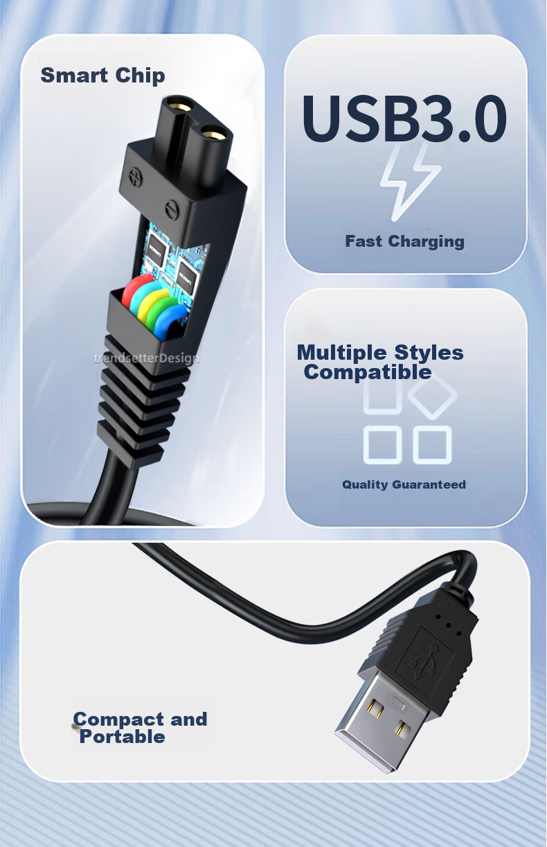 Chaofan Compatible with Pentium Shaver Charging Cable, Charger, POVOS Electric Razor, PS6108/6302/PQ9600 PW830/926/936/9206, Beard Trimmer Accessories 2