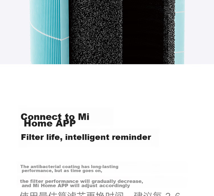 Mijia Xiaomi Air Purifier Filter Cartridge, Home Formaldehyde Removal, Bacteria Elimination, Secondhand Smoke Odor Removal, PM2.5 Reduction, Only Compatible with Purifier 4 Lite 11
