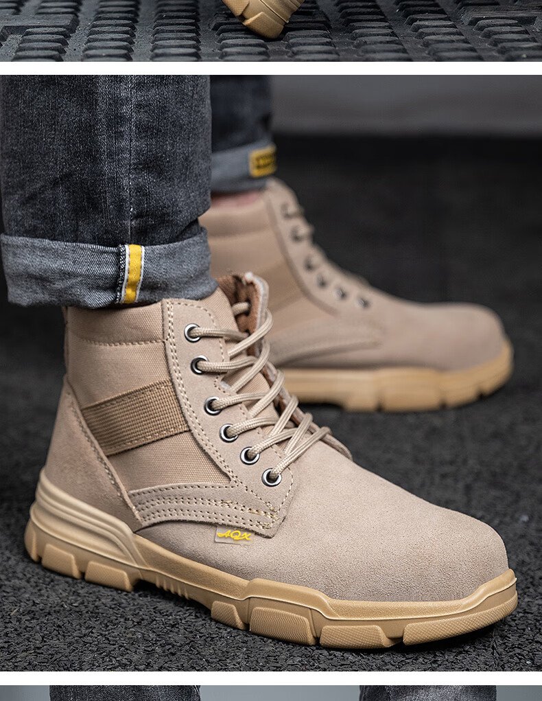 LAOGUANJIA Men's Safety Shoes with Steel Toe Cap, Anti-Smashing, Puncture-Resistant, Solid Sole, Wear-Resistant, Breathable, High-Top Protective Boots LA37 16
