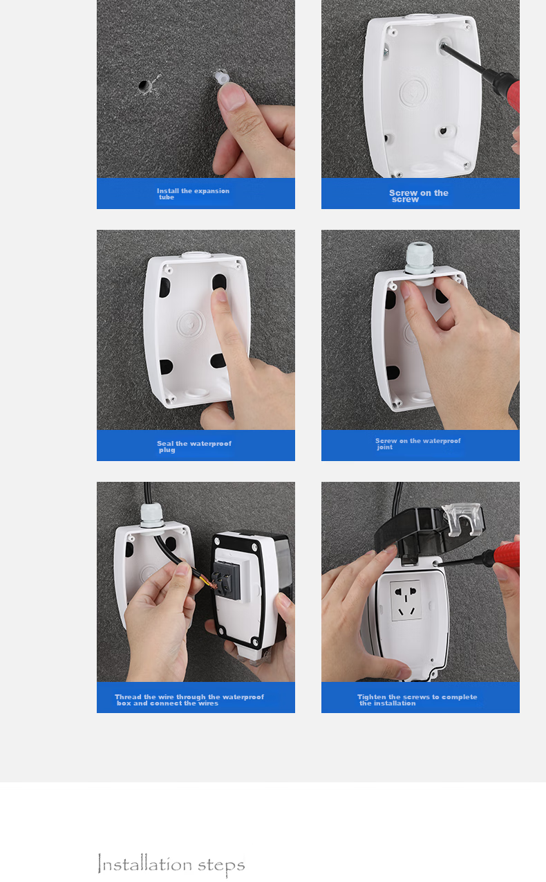 Xiya Smart Toilet Socket, Water Heater Bathroom Leakage Protection Plug, Waterproof Box, Surface-Mounted Outdoor Splash-Proof Box 11