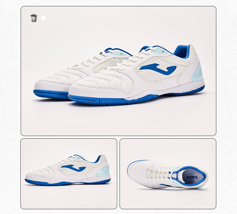 JOMA Adult Soccer Shoes for Men, Molded Studs, Five-A Indoor Field, Flat Sole Football Training Shoes, Blue And White, Size 40 12