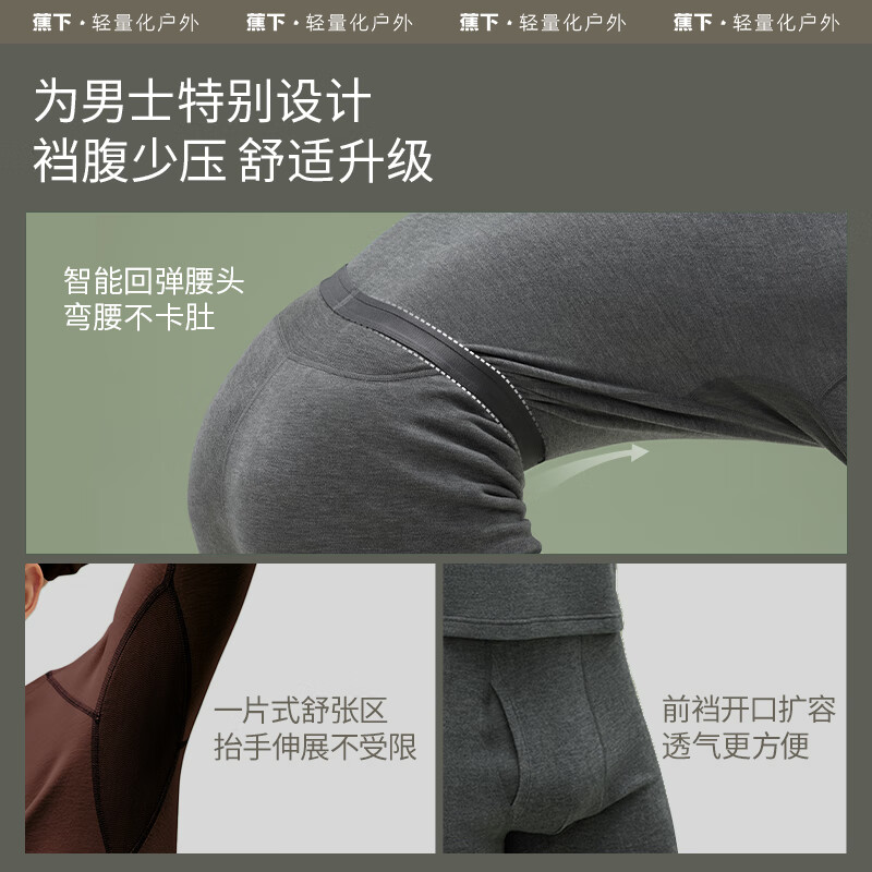 Beneunder Men's Thermal Fleece-Lined Thickened Autumn Winter Windproof Warm Underwear Set