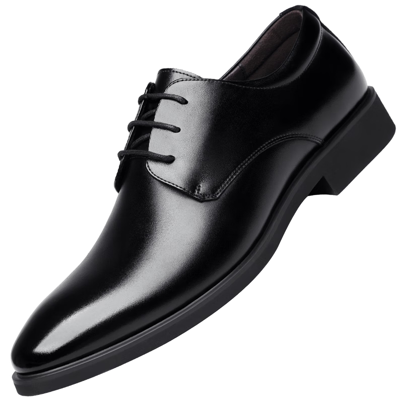 CARTELO Men's Wedding Shoes, Classic Business Formal Shoes, Low-Top Lace-Up Height-Increasing Leather Shoes Z9273, Black, Size 39