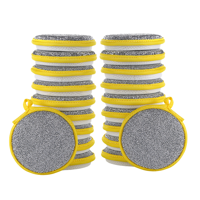CHUSHE Sponge Dishcloth, 11cm, 20 Pieces, Kitchen-Specific Cleaning Cloth, Pot Scrubber, Metal Wire Cleaning Cloth