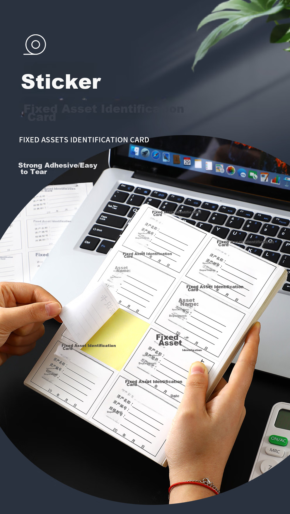 Jiaranheng Fixed Asset Label Stickers, Fixed Asset Identification Cards, Handwritten Self-Adhesive Labels, Office Supplies, Customizable, 20 Sheets, 160 Labels 1