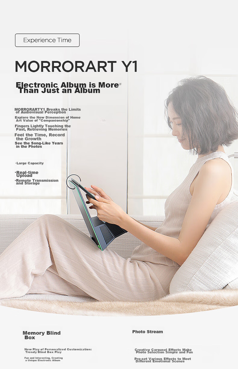 MORRORART Y1 Time Album Lyrics Speaker, Bluetooth Electronic Photo Frame, Floating Subtitles, Home Desktop Calendar, Smart Home Birthday Gift, Basic Model 7