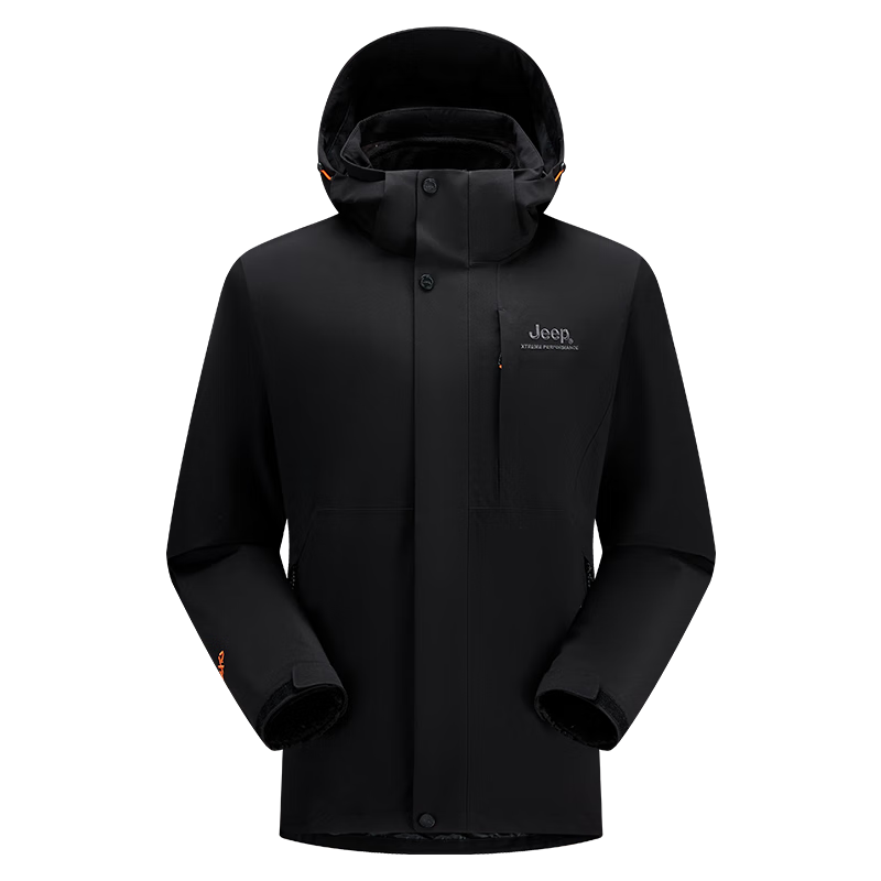 Jeep Men's And Women's Three-In Outdoor Windproof Warm Jacket, Detachable Fleece Waterproof Mountaineering Coat