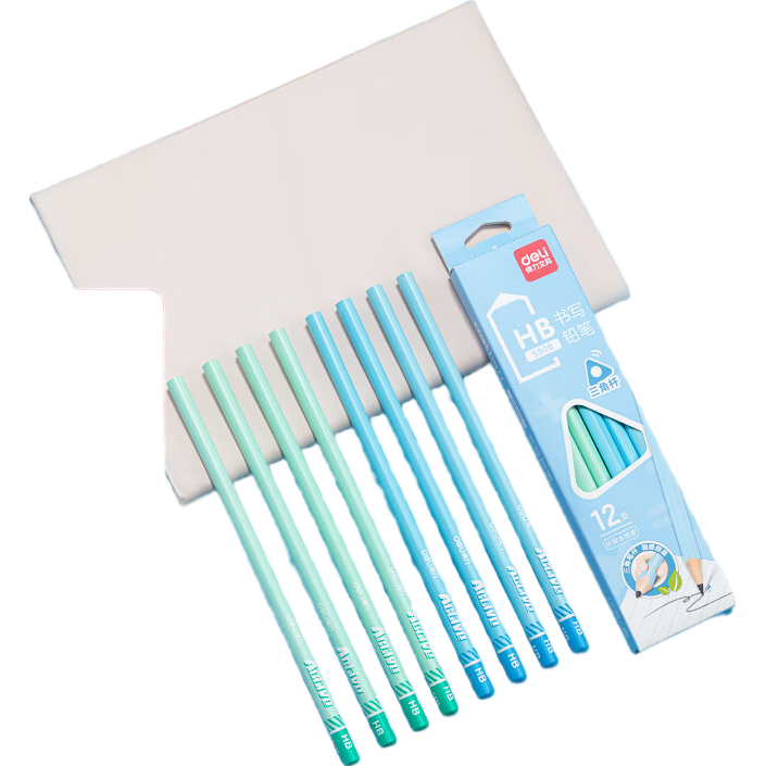 Deli Triangular HB Writing Pencils, 12 Pieces/box, Easy-Grip for Elementary School Students' Handwriting Practice, S900 Student Back-To Stationery