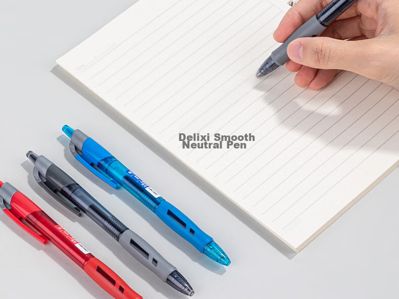 Deli Premium Smooth S08 Retractable Office Gel Pen, 0.5mm Bullet Tip, 12 Pens/box, 9 Black 2 Red 1 Blue, 33698 Gaokao Exam 17
