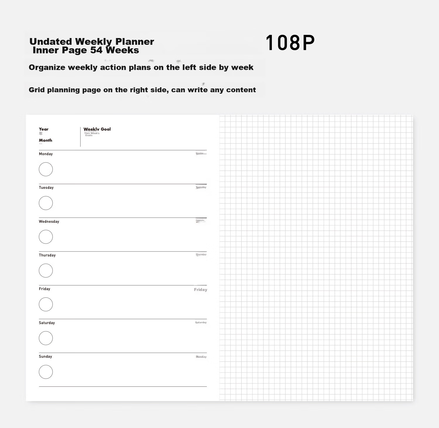Chenzao's Efficiency Handbook for Weekly And Monthly Planning in One's Lifetime, A5 Size, 152 Pages - As The Day Advances 12