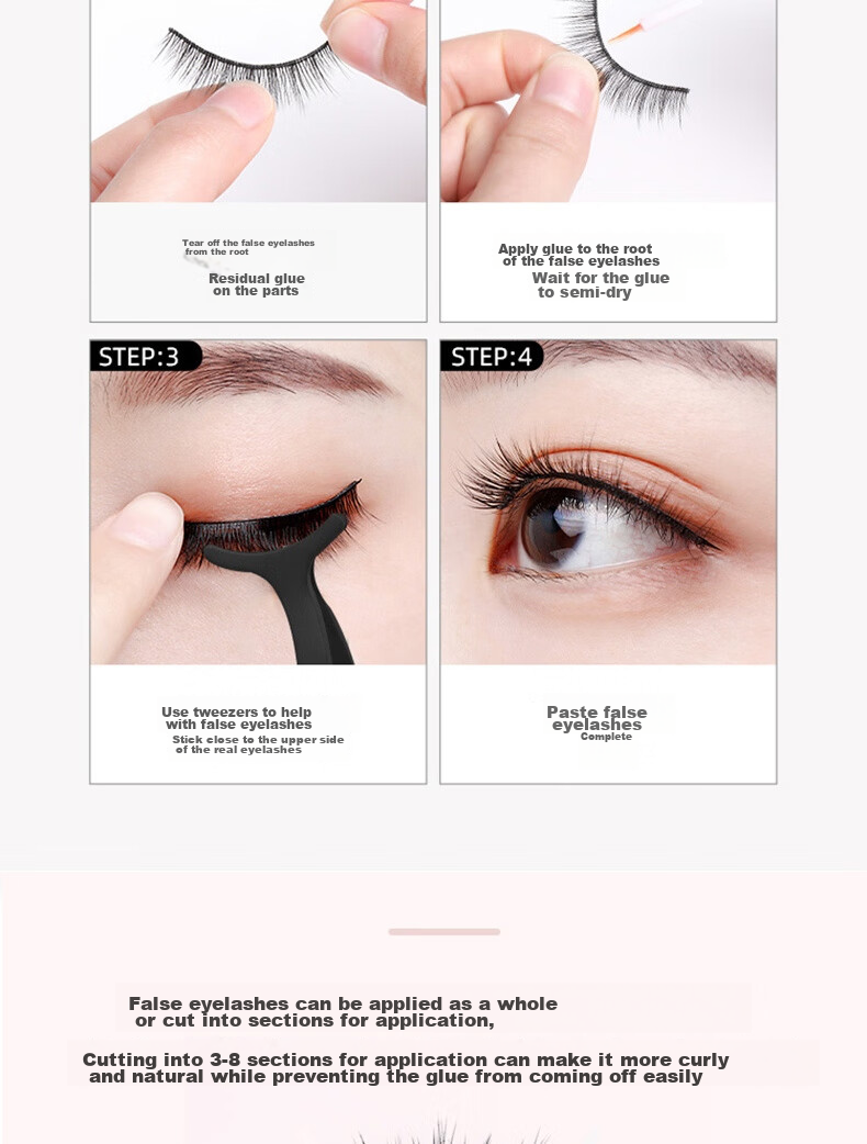 Jianyingshu Natural Dense False Eyelashes 5 Pairs Set, Full-Length One-Piece Lash Extensions, Non-Glue Required 13
