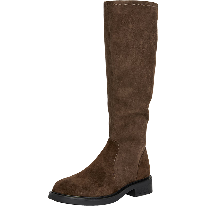 Bata Slim Fit Women's Boots 2025 Winter Slim Elastic Thick Heel Knee-High Boots 67053DG5 Brown Size 38