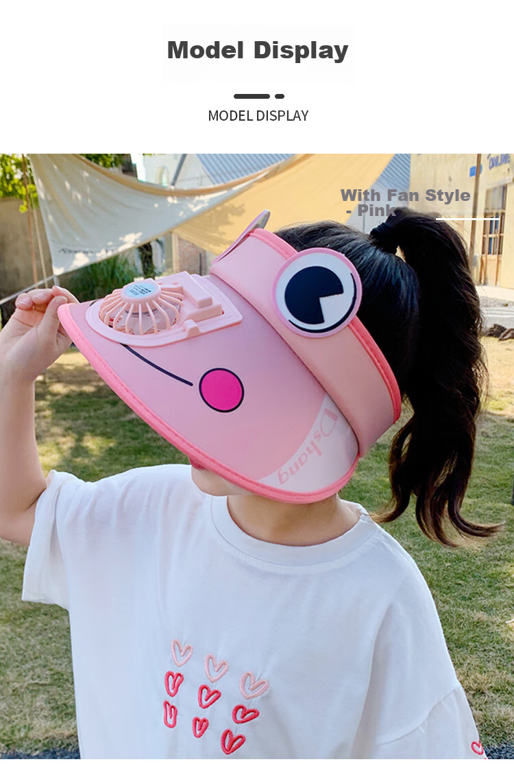 GLO-STORY Solar Fan Hat, Children's Sun Protection Cap, Outdoor Beach UV-Resistant Sun Hat 23