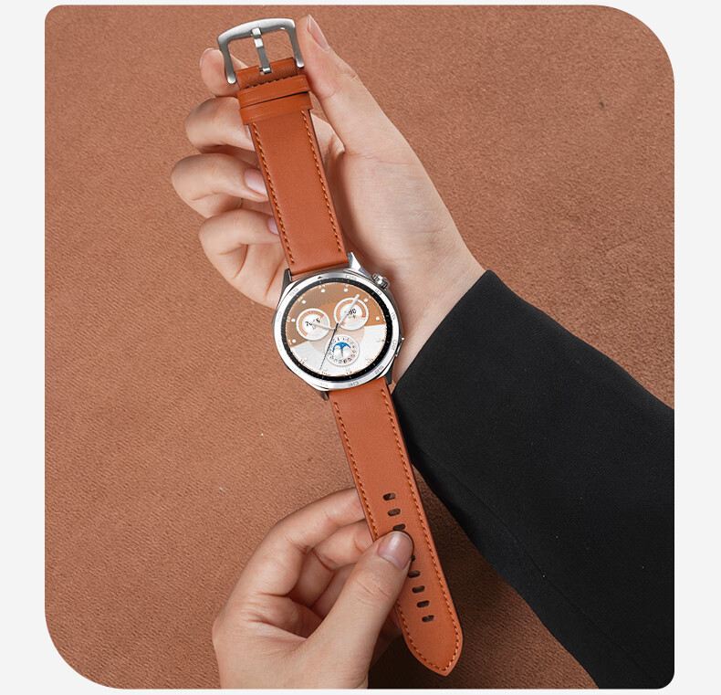 Watchbond Leather Strap Compatible with Huawei Watch GT7 Pro, Upgraded Push-Button Design for GT7/6/5/4, Suitable for Men's Watch5/4/pro Models, Small Calfskin Leather Band 14