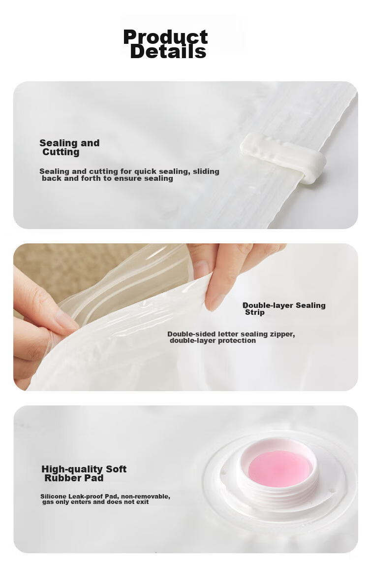 JD Original Pilot Vacuum Storage Bags Travel Packing Compression Bags 6-Piece Set [With Wireless Pump] Compatible with Suitcases 13