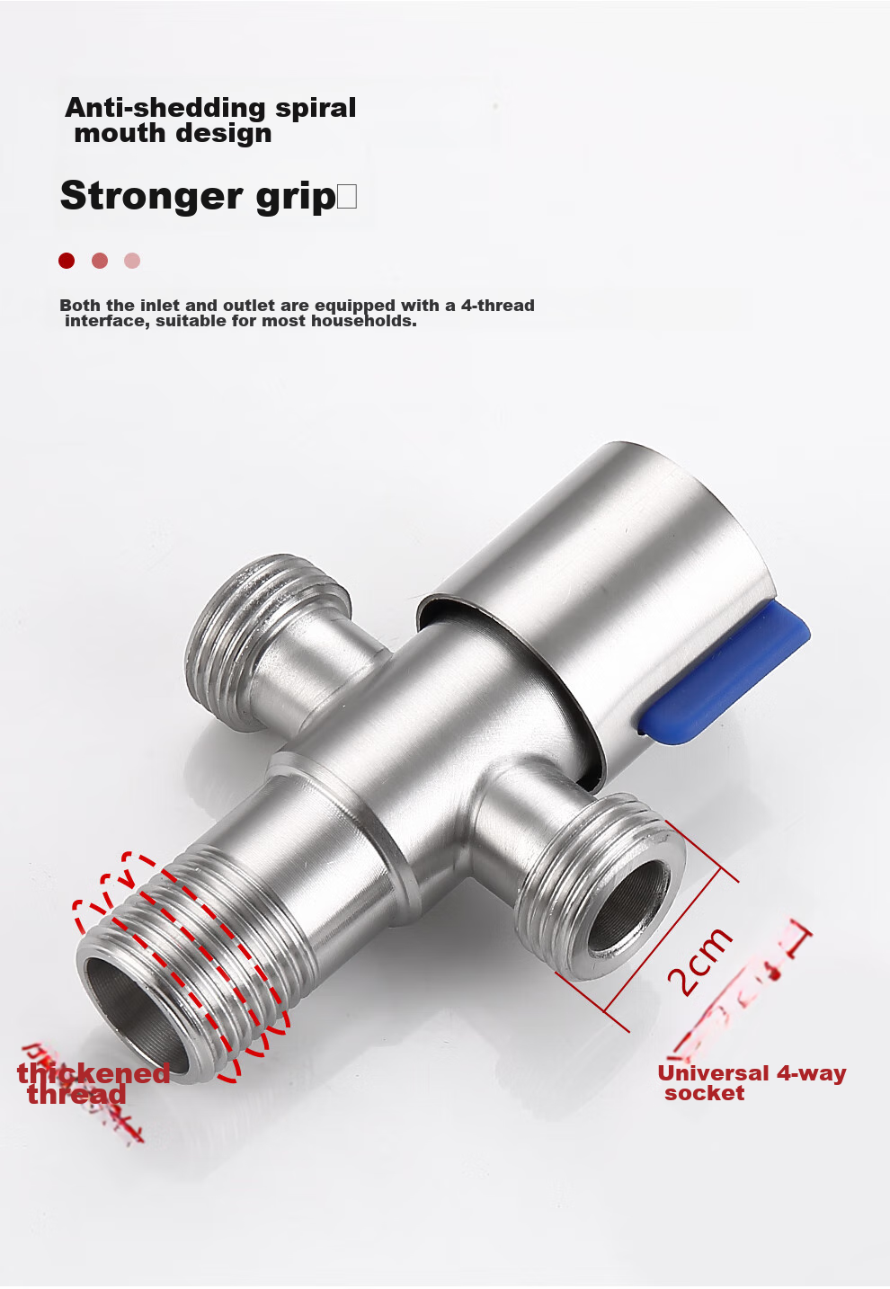 CVBAB Angle Valve, One Inlet Two Outlets, Three-Way, 1/2 Inch And 3/8 Inch Dual-Use Toilet Angle Valve, One-Inlet Two-Outlets Double-Opening Washing Machine Faucet CV1117 13