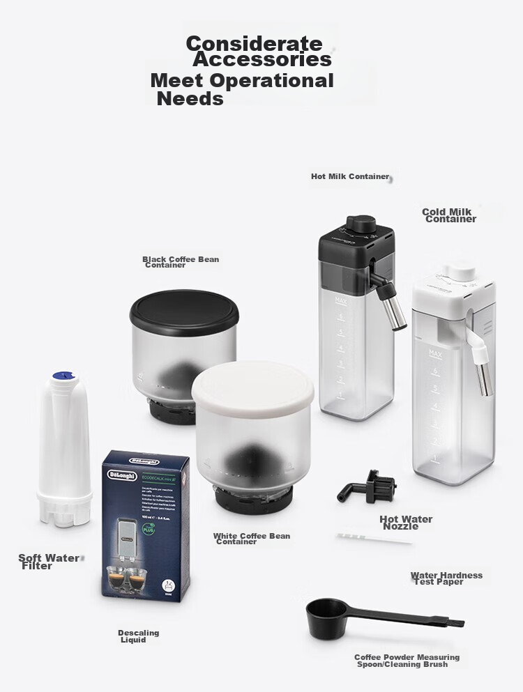 Delonghi E LattePlus Pro 2.0 [Upgraded Version], Home Fully Automatic Coffee Machine, Imported Italian Fresh Ground Automatic Milk Frother, Cappuccino Mini Milk Jug, Full Color Touch Scree 28
