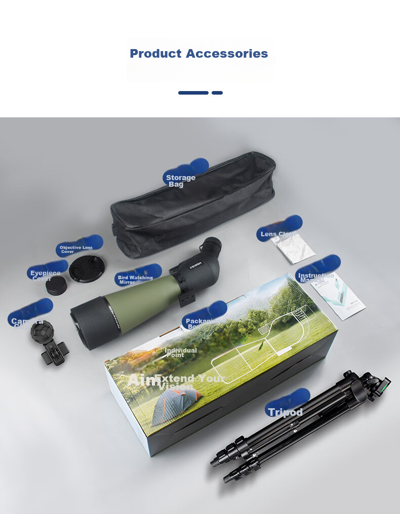 FEIRSH Monocular Telescope, High Definition, High Magnification, Large Aperture, Variable Magnification, Professional-Grade, Entry-Level, Low-Light Night Vision, Bird Watching, Moon Viewing, Target Shooting 32