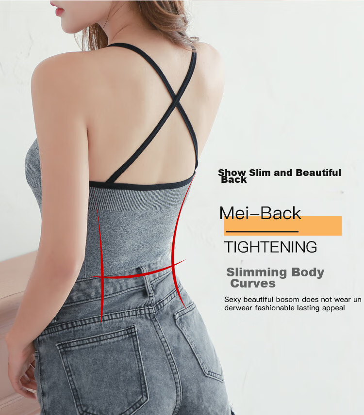 LangSha Women's Cross-Back Camisole, Long Undershirt, Inner Wear, Outer Wear, Trendy, Black, One Size Fits All 2