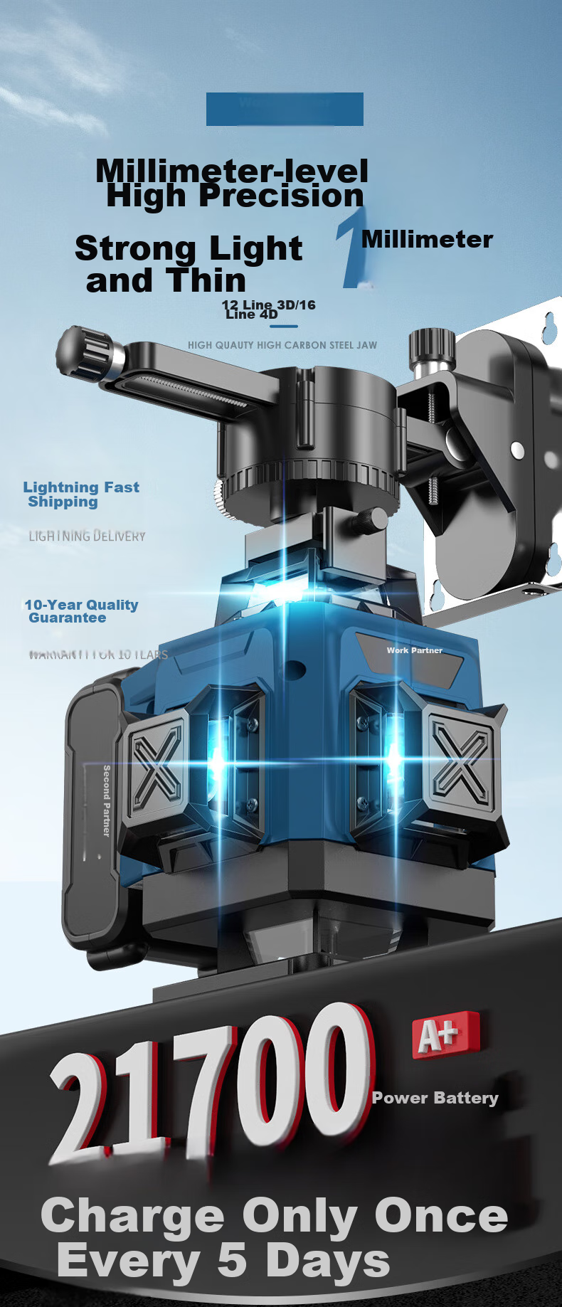Huixiang 16-Line Infrared Level, High-Precision, Strong Light, Automatic Leveling, Green Light, Outdoor Use 3