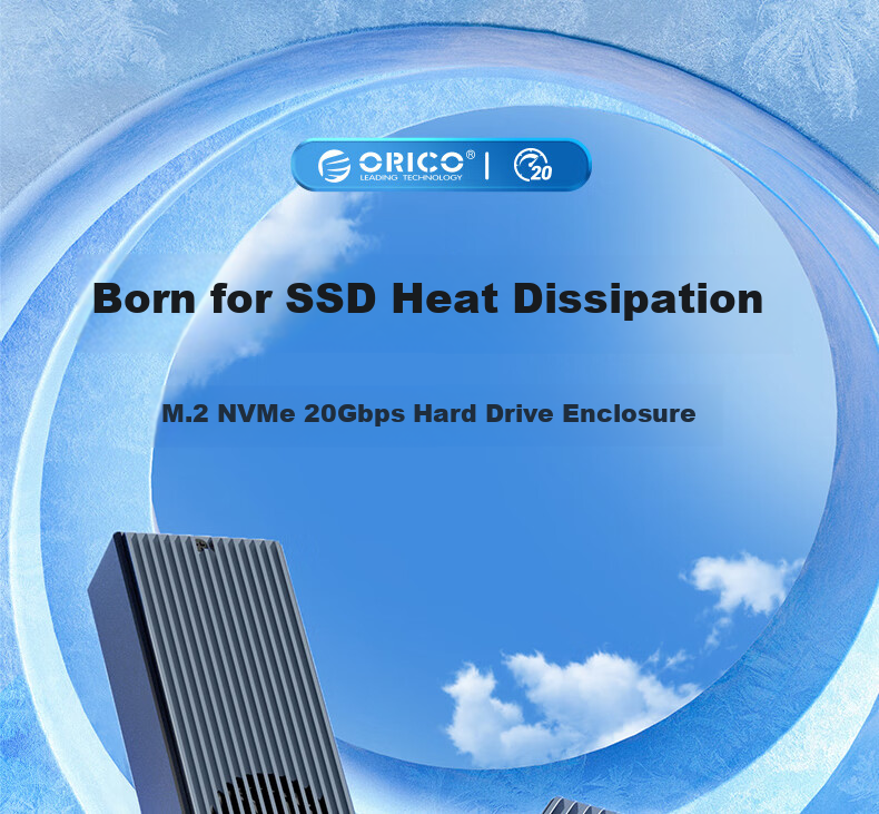 ORICO M.2 NVMe SSD Enclosure, 20Gbps USB3.2, Built-In Fan Cooling, Compatible with Apple Phones And Laptops, External SSD Portable Hard Drive Enclosure, M2PVC3-G20 4