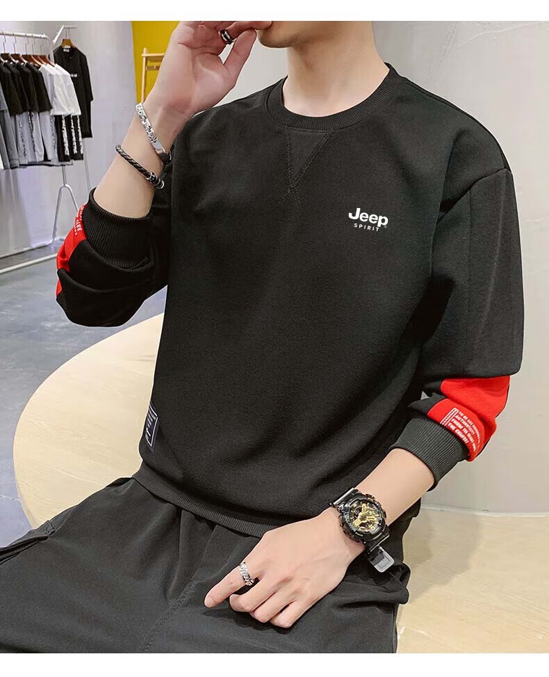JEEP SPIRIT Men's Sweatshirt, Spring And Autumn Long-Sleeve T-Shirt, Casual Round Neck Pullover for Young And Middle-Aged Men, Gray, XL 15