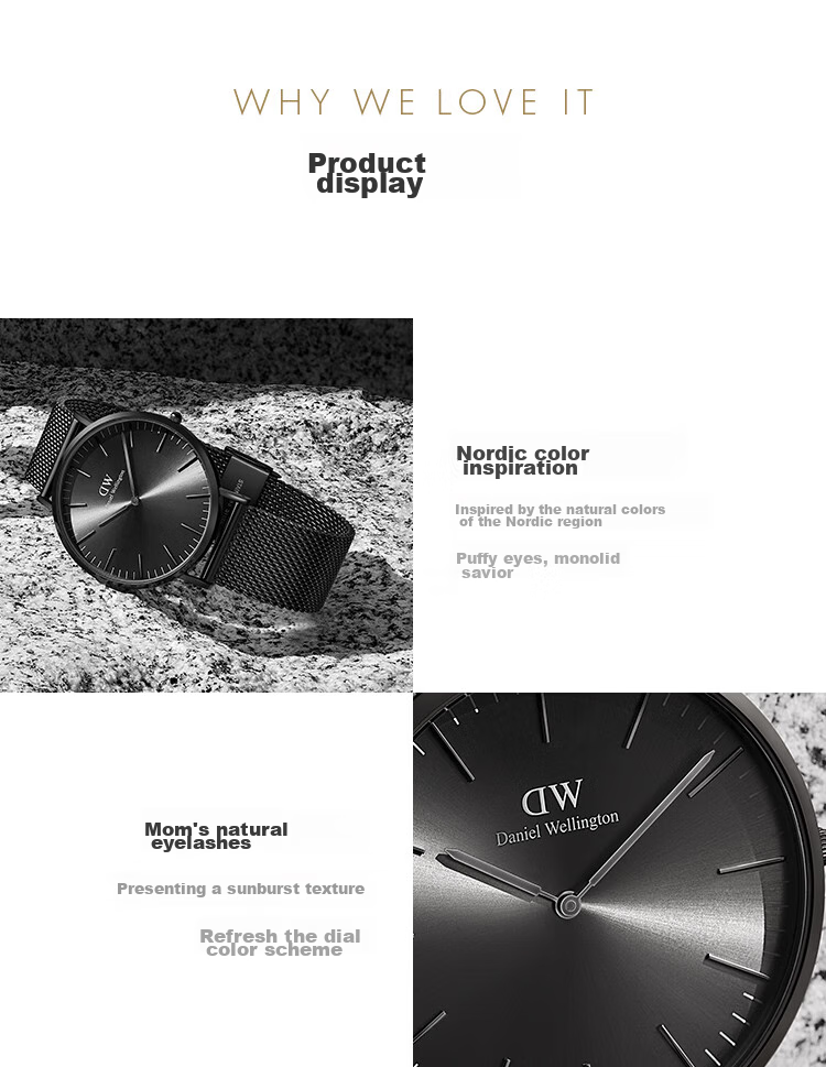 Daniel Wellington DW Men's Phantom Series Quartz Steel Band European and American Wristwatch Gift Box Birthday Present for Boyfriend DW632 5