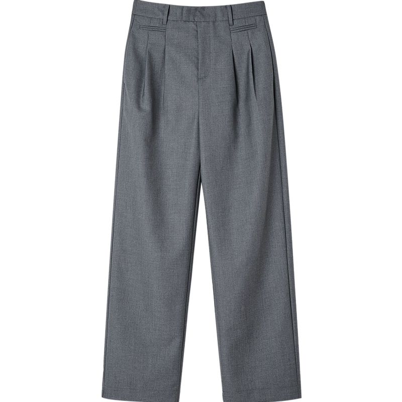 Dme Commuter Straight-Leg Elegant Pants, Spring And Autumn Mid-Rise Fashion Simple Casual Trousers for Women, Linen Gray, Size 26