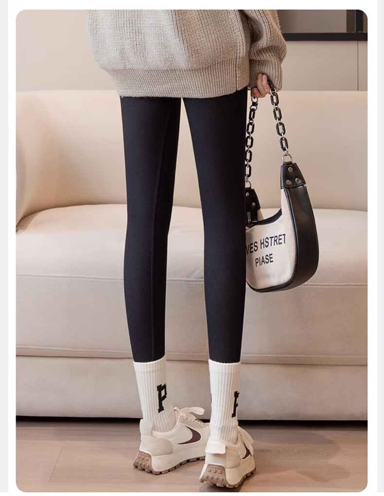 LangSha Cotton Pants for Women, Autumn And Winter Fleece-Lined Thickened Outer Leggings, Slimming Ribbed Extra Thick Cashmere, Northeast Warm Pants 9