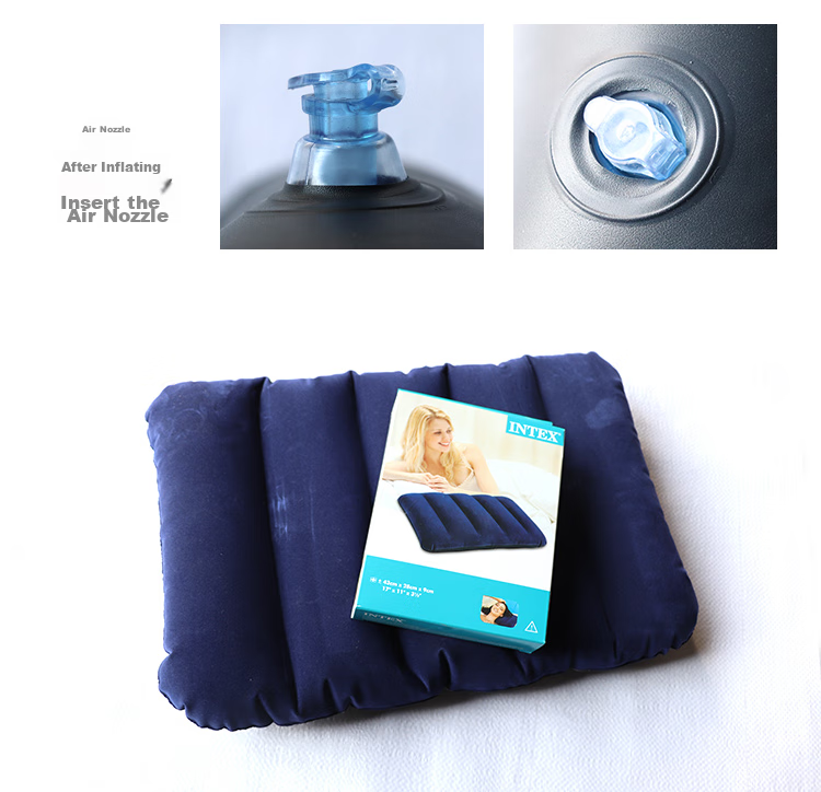 INTEX Inflatable Pillow, Flocked Travel Pillow, Outdoor Pillow, I-Shaped Striped Nap Pillow, 68672 6
