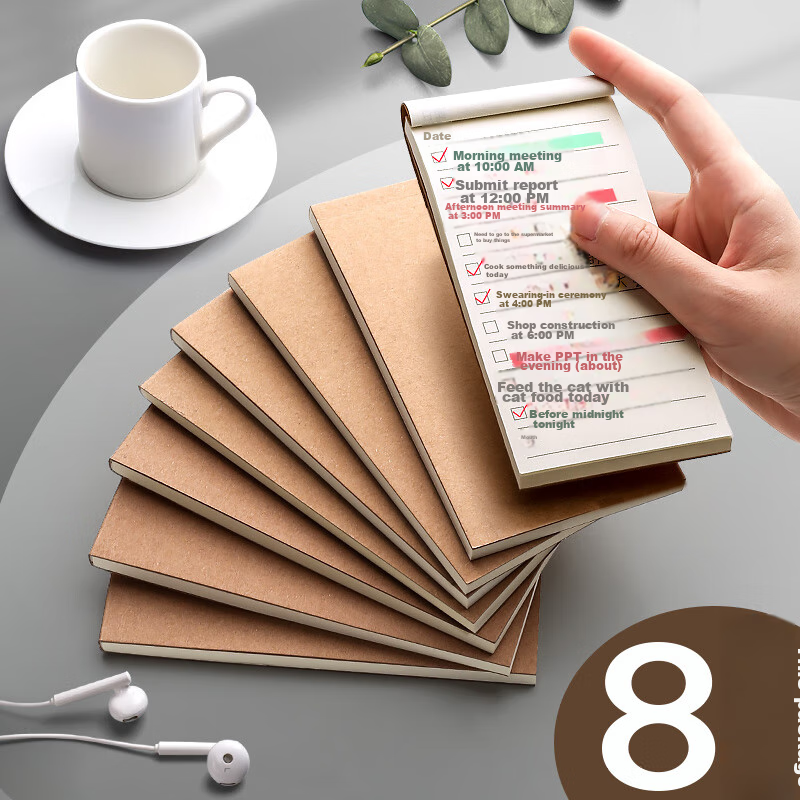 Jinzhi 8-Pack Tear-Off Sticky Notes, 400 Sheets, Memo Pad, Planner, Portable Notebook, Vocabulary Book, To-Do List, Daily Task Organizer, Convenient Notebook, Checklist