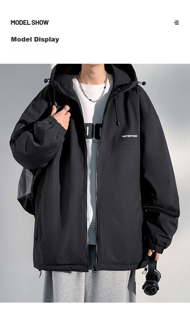 Dingfengbaoluo American Cotton Jacket for Men, Autumn And Winter Casual Padded Coat, Thickened Windproof Hooded Warm Cotton Clothing DFM18, Fruit Green, Size L 7