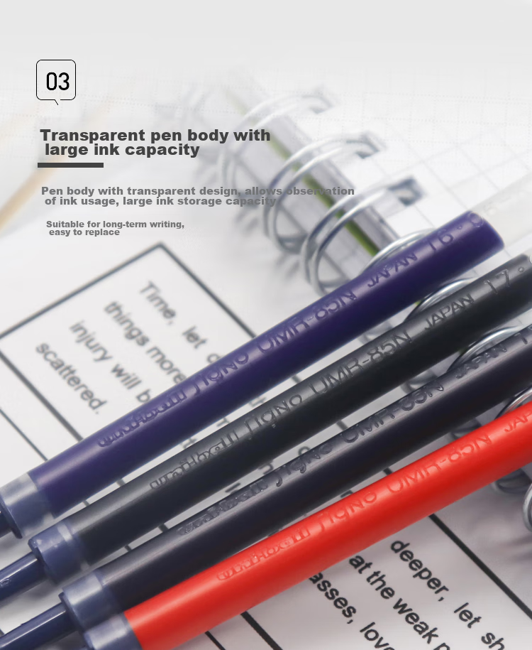 Uni Mitsubishi UMR-85N Retractable Pen Refill 0.5mm Neutral Ink Black Refill Compatible with UMN-155 105 152 207 And Other Series, Pack of 3 7