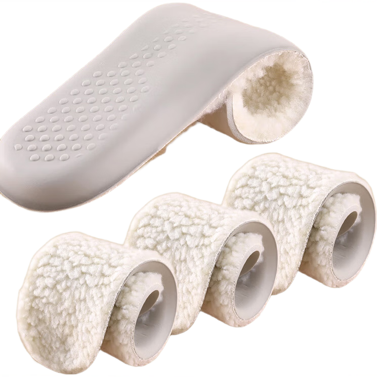 3AnGnI Latex Warm Insoles for Men And Women, Winter Thick Cotton Insoles, High Elasticity Ultra Soft Shock-Absorbing, Beige, Size 37-38