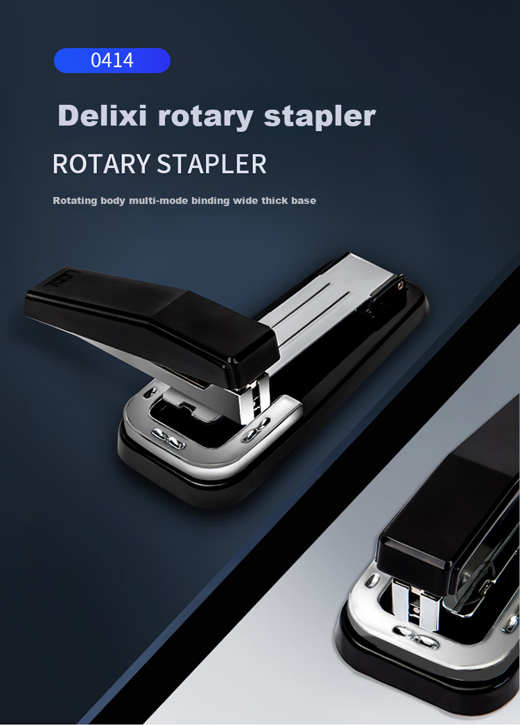 Deli Rotating Stapler/Stapler Small Size for Binding Center Binding And Temporary Binding, Removable Office Supplies, Black 0414 2