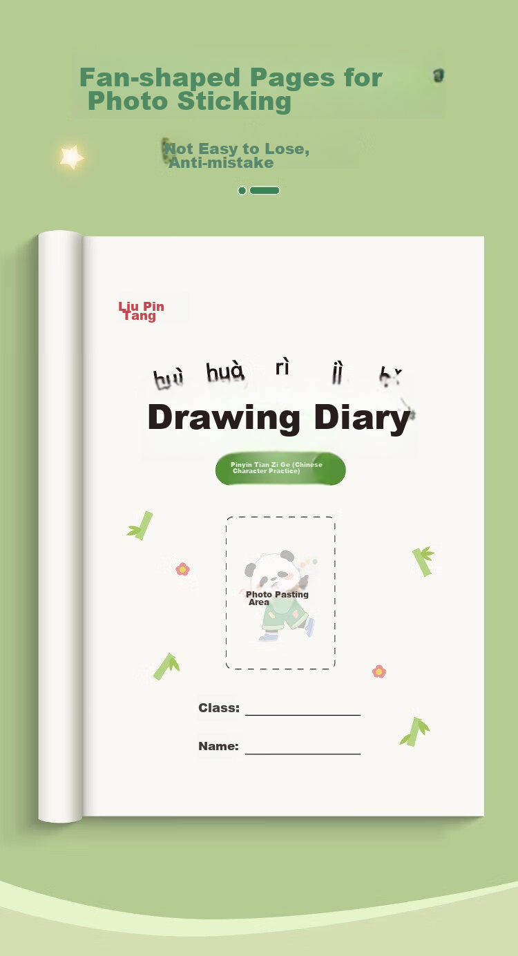 Liupintang Drawing Diary Notebook for Primary School Students in Grades 1-4, English Composition Notebook, Weekly Journal, Kindergarten Children's Sketchbook, A5 Size 9