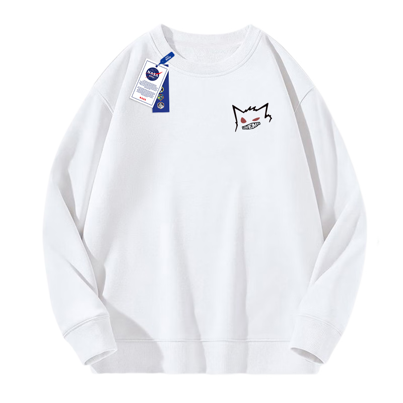 NASA GISS Sweatshirt for Men, Spring And Autumn American Heavyweight Long-Sleeve T-Shirt, Retro Round Neck Top for Students, Men's Clothing, White, 3XL