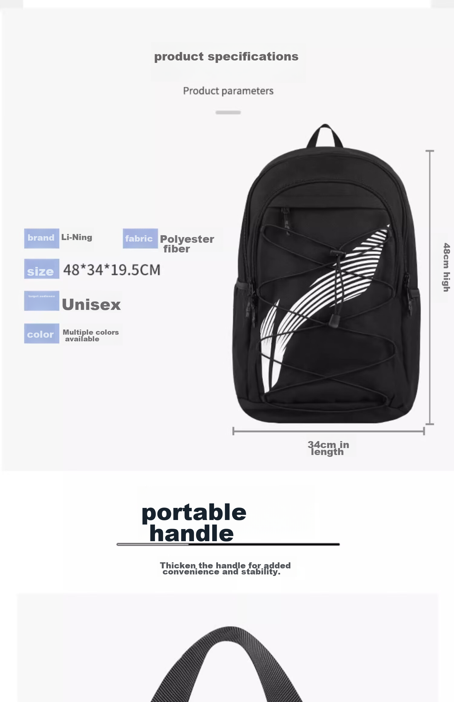 Li-Ning Backpack, Large Capacity School Bag for Men, Middle School High School College Students, Basketball Travel Outdoor Sports Backpack for Wome 16