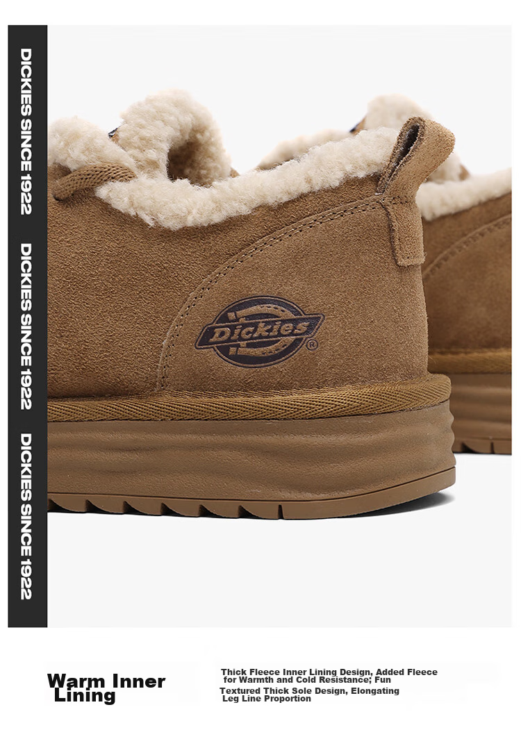 Dickies Women's Snow Boots, Comfortable Casual Flat Shoes, Fleece-Lined Thick Cotton Shoes, Yellow-Brown, Size 35 14