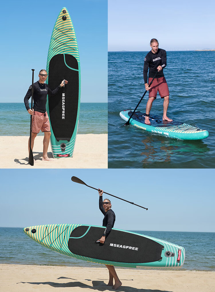 MSEASFREE 2025 New Inflatable Surfboard Paddle Board for Swimming, Fishing, Sea And Water Activities, Adult Beginner SUP Green Apple 8