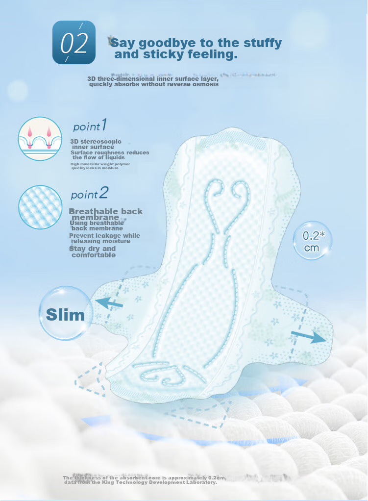 Elis King Light Feather Luxury Ultra-Long Overnight Sanitary Napkins, 420mm*16 Pieces, Extremely Thin Cotton Soft Menstrual Pads with Widened Wings 4
