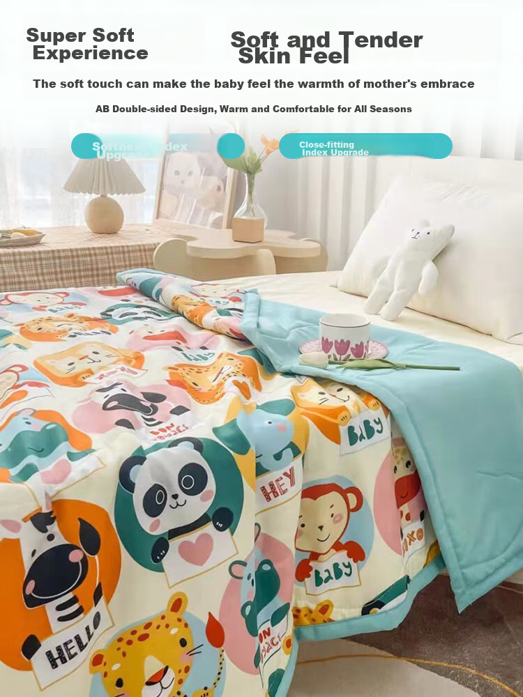 9I9 Baby Quilt, Air Conditioning Blanket, Summer Cool Quilt, Thin Spring Quilt, Kindergarten Nap Children's Comforter, Washable Cotton A63 Pink 4