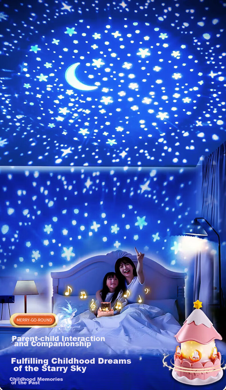Mixiaoshu Starry Sky Projection Lamp Children's Toy Gift for Girls And Boys Aged 7-14 Birthday Present Music Box with Sound 6